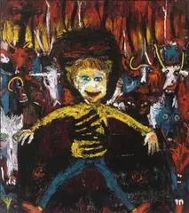 Bushfire by Gil Jamieson, oil on composition board, sold Mar 2009