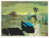 Quilting the Armour (Ned Kelly series) 1970-71 by Sidney Nolan, 1970-71, screenprint, sold Mar 2009