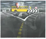 Jeffrey Smart, The Waiting Bus, 1986, lithograph, ed. of 80