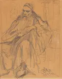 Jan Matejko, Studium postaci Mieszka III Starego, 1869, ołówek, papier naklejony na tekturę