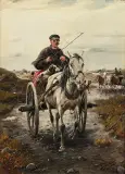 Jan Konarski, Powrót z targu, olej, płótno