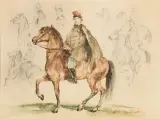 Piotr Michałowski, Studium jeźdźca, po 1832, akwarela, ołówek, papier