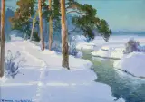 Wiktor Korecki, Strumyk zimą, olej, tektura