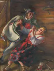 Sylwerjusz Saski, Góralskie zaloty, olej, płótno naklejone na tekturę