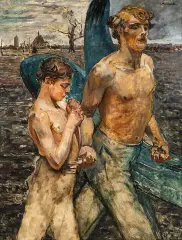 Jacek Malczewski, Tobiasz z aniołem, ok. 1910, olej, płótno