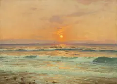 Roman Bratkowski, Zachód słońca na Capri, 1924, olej, płótno