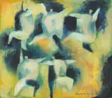 Anna Szpakowska-Kujawska, Dionizje IX, 1963, technika mieszana, papier naklejony na płytę