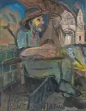 Edward Dwurnik, Rewolucionlatine z cyklu Robotnicy, 1986, olej, płótno