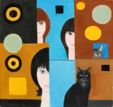 Kazimierz Mikulski, Portret z kotem, 1967, olej, płótno