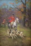Polowanie par force by Jerzy Kossak, 1935, olej, płótno, sold Dec 2014