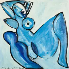 Andrzej Folfas, Nude Blue, 2004, olej, płótno