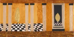 Hanna Krasińska-Eberhardt, Pejzaż metafizyczny tam, 2014, (dyptyk) olej, płótno, relief