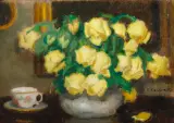 Róże by Alfons Karpiński, olej, tektura, sold Jun 2014