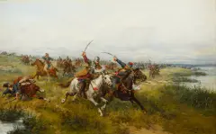 Ludwik Gędłek, Walka o sztandar, olej, płótno