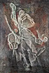 Kompozycja by Tadeusz Łakomski, relief, płótno, sold Jun 2014