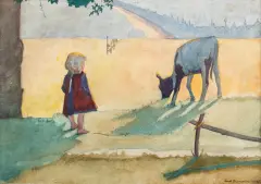 Na pastwisku by Andrzej Pronaszko, 1911-12, akwarela, ołówek, piórko, tusz, papier, sold Mar 2014