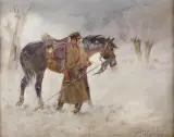 Jerzy Kossak, Zamieć, 1938, olej, tektura