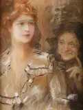 Teodor Axentowicz, Starość i młodość, pastel, karton