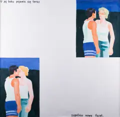 Marcin Maciejowski, U jej boku pojawia się teraz zupełnie nowy facet, 2000, olej, płótno