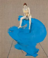 Siedząc na powierzchni własnych myśli by Aleksandra Kuczara, 2013, olej, akryl, płótno, sold Feb 2014