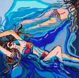 Justyna Sołowiej, Na jeziorach - relax, love water 1, 2013, akryl, płótno