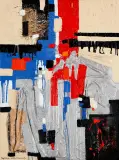 bez tytułu by Magdalena Wolska-Libiszewska, 2014, akryl, kolaż, płótno, sold Feb 2014
