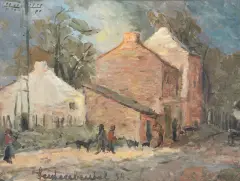 ULICZKA NA KAZIMIERZU by Efraim Seidenbeutel, 1934, olej, deska, sold Dec 2015