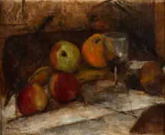 Tadeusz Makowski, MARTWA NATURA Z KIELISZKIEM I JABŁKAMI, 1915, olej, płótno