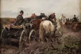 J. Konarski, PEJZAŻ Z CHŁOPSKIM WOZEM, 1880, olej, deska
