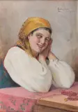 Kasper Zelechowski, DZIEWCZYNA W ŻÓŁTEJ CHUŚCIE, 1926, olej, płyta, 68,5 x 48 cm sygn. p.g.: K. Żelechowski/ 1926