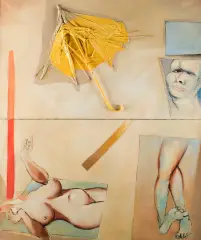 Tadeusz Kantor, AMBALAŻ: PARASOL I POSTACIE, 1967, ambalaż, płótno