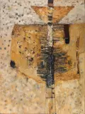 Jan Lebensztejn, FIGURA ROZPIĘTA, 1958, olej, płótno