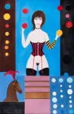 Kazimierz Mikulski, PRÓBA W LUNAPARKU, 1967, olej, płótno