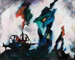 Andrzej Kreütz-Majewski, W TEATRZE, 1991, olej, płyta