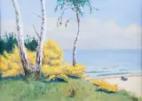 KWITNĄCE KRZEWY NA WYDMACH by Soter Jaxa-Małachowski, 1939, gwasz, tektura, sold May 2016