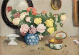 Alfons Karpiński, RÓŻE W PORCELANOWYM WAZONIE, olej, płyta