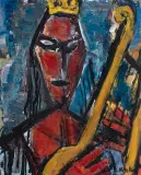 Król Dawid by Zygmunt Menkes, olej, papier, sold May 2016