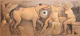 Franciszek Starowieyski, CZTERY ZMYSŁY I DWA UPADŁE ANIOŁY, 2006, suchy pastel, papier, płótno