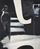 Edyta Duduś, IDĘ TAM (Z CYKLU: ZASŁONY), 2013, akryl, płótno