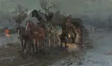 Ignacy Zygmuntowicz, Nocna przygoda z kołem, olej na płótnie