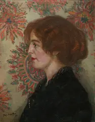 Józef Mehoffer, PORTRET KOBIETY, 1919, olej, płótno, tektura