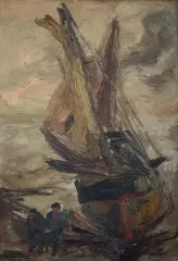 Emmanuel Katz, NAD BRZEGIEM, olej, płótno
