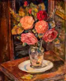 Maurycy (Maurice) Mędrzycki, BUKIET KWIATÓW, 1944, olej, tektura