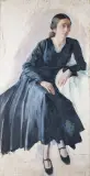 Roman Kramsztyk, PORTRET KOBIETY W CZARNEJ SUKNI, olej, płótno
