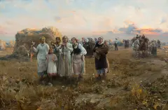 Alfred Wierusz-Kowalski, DOŻYNKI, 1880 - 1890, olej, płótno