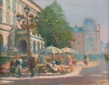 POD POMNIKIEM AMFITRY WE LWOWIE by Erno Erb, olej, płyta, sold Mar 2017
