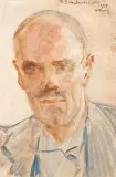 Jacek Malczewski, PORTRET MĘŻCZYZNY, 1925, gwasz, tektura