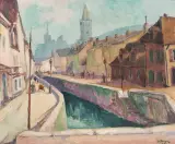 Jan Rubczak, WIDOK MIASTA WE FRANCJI, olej, płótno
