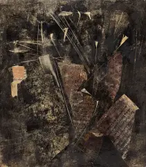 Bez tytułu by Teresa Rudowicz, 1959, collage, płótno, sold Mar 2017