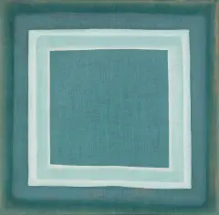 Kajetan Sosnowski, M 75, Z CYKLU METALEPSEIS, 1972 - 1982, tech. własna: obraz chemiczny (barwnik malachitowy), płótno lniane